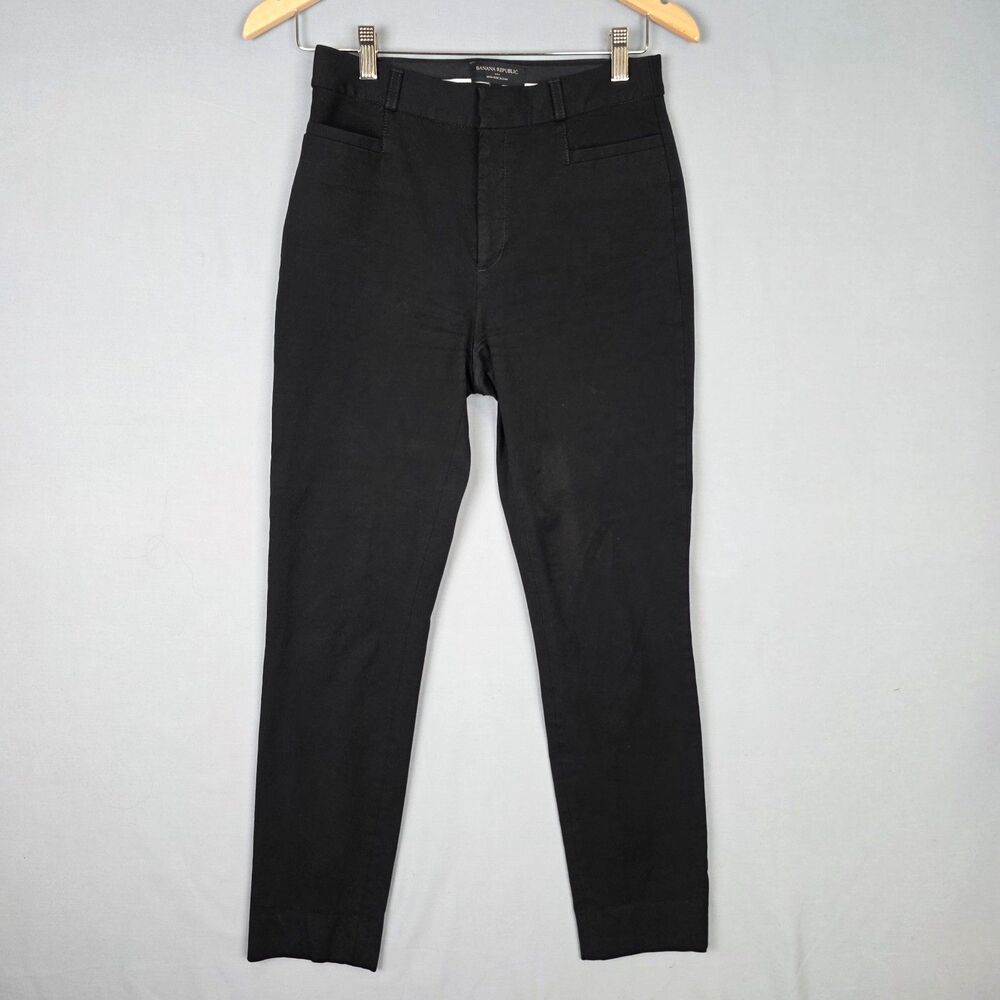 Banana Republic High Rise Pants Sloan Fit Size 2 Black Cigarette Trousers Skinny